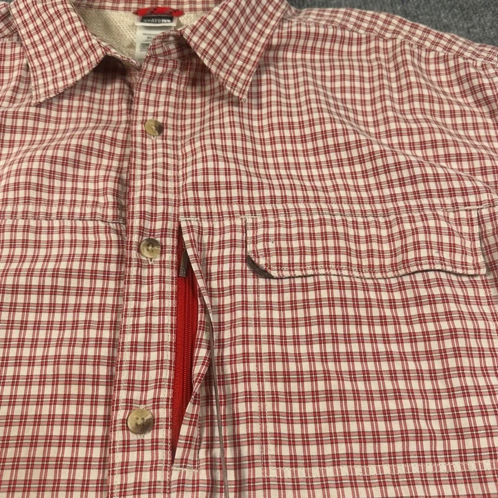 The North Face Men's XL‎ Red White Plaid Checkered Short Sleeve Button Shirt